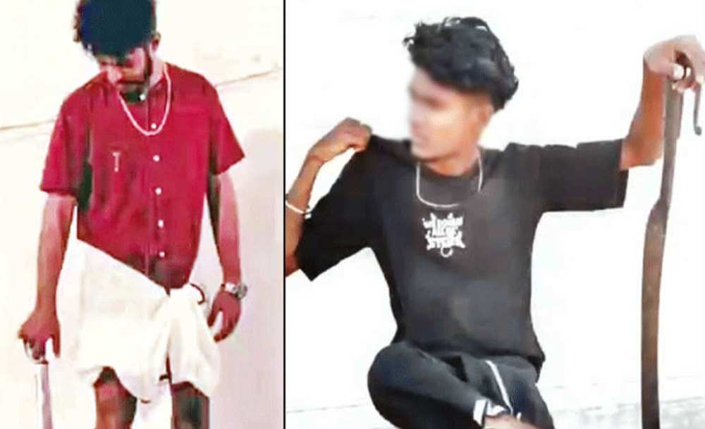 எங்களை பார்த்தால் பொதுமக்கள் பயப்பட வேண்டும்-  அரிவாள் மற்றும் வாளுடன் சமூக வலைதளத்தில் ரீல்ஸ் பதிவிட்ட இருவர் கைது