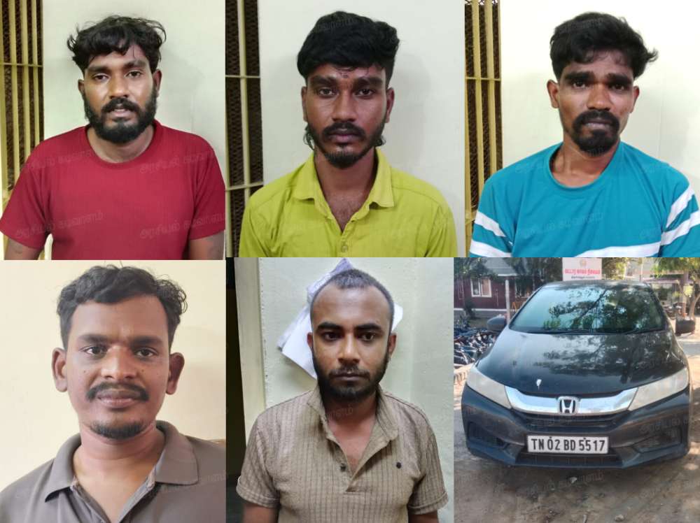 திருச்செந்தூரில் காரில் கஞ்சா கடத்திய 5 பேர் கைது - 4 கிலோ கஞ்சா மற்றும் ஒரு கார் பறிமுதல